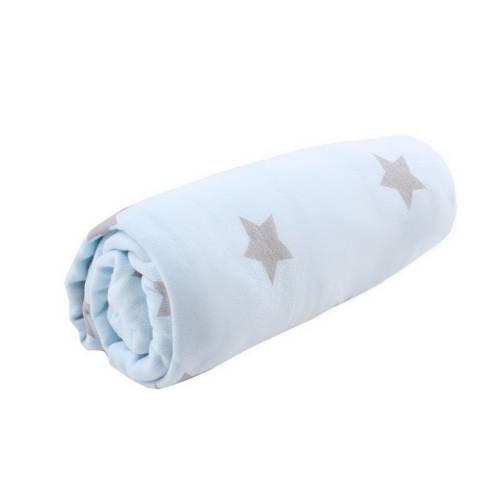 MINENE Jersey Crib Sheet 50x85 - Light Blue/Stars